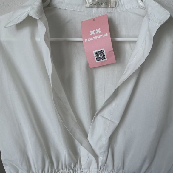 NWT MissyEmpire White Long Sleeve Crop Top - Picture 2 of 8